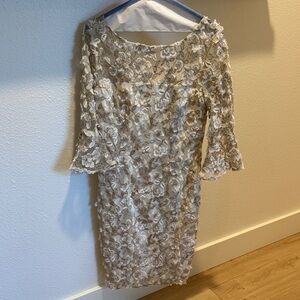 Adrianna Papell Cream Floral Lace Dress